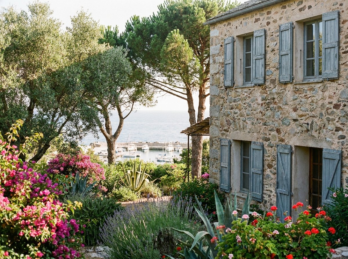 Maison en pierre avec jardin dans une marine du Cap Corse